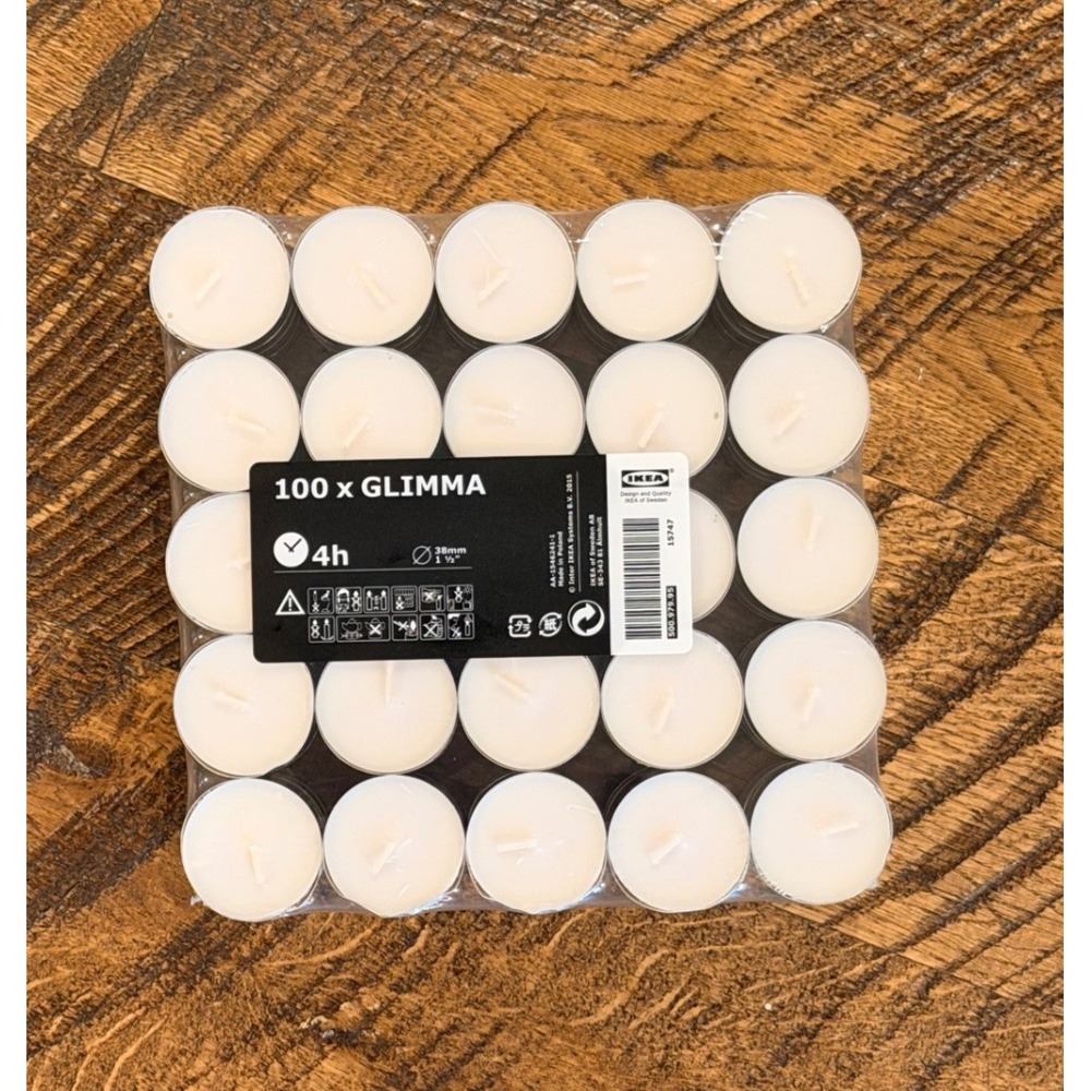 100‎ pack IKEA GLIMMA Tea Lights Unscented White Candles